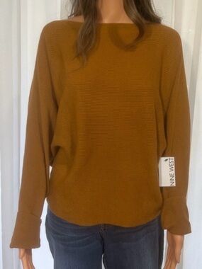 Nine West Women's Brown Scoop Neck Sweater